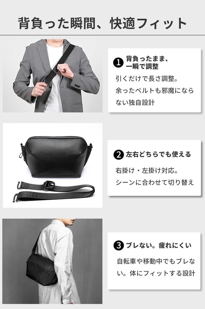 Shoulder Bag Pockets for Easy iPad Compatible Zipper Urban Sling [zepirion] Men's [10 Storage] 11-inch Water-Repellent Water-Resistant