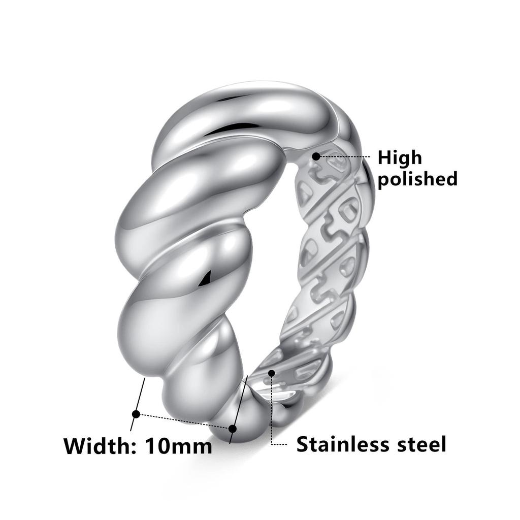 Retro Titanium Steel Lava Croissant Ring: Personalized Women's Jewelry Design