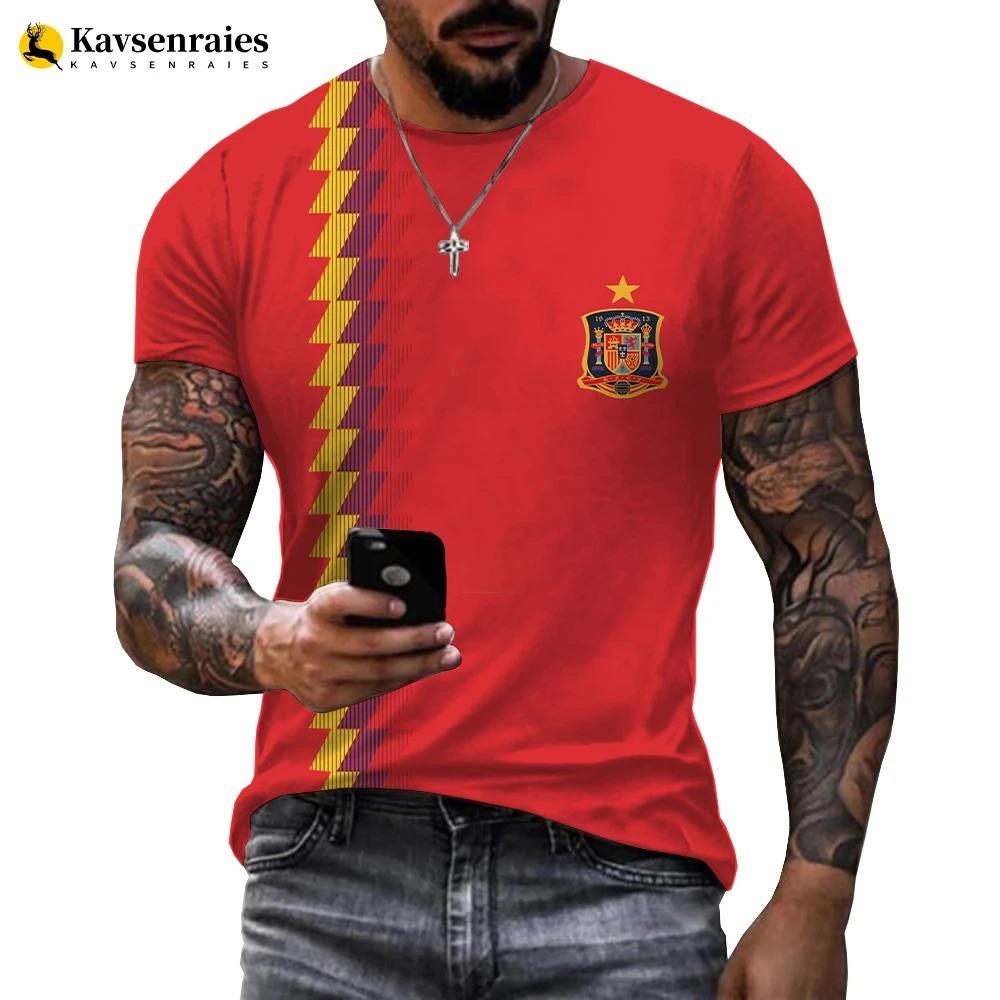 Summer Spain Flag 3D Printed T-shirt Men Harajuku Casual Oversized T Shirt Unisex Hip Hop Streetwear Cool Tops España