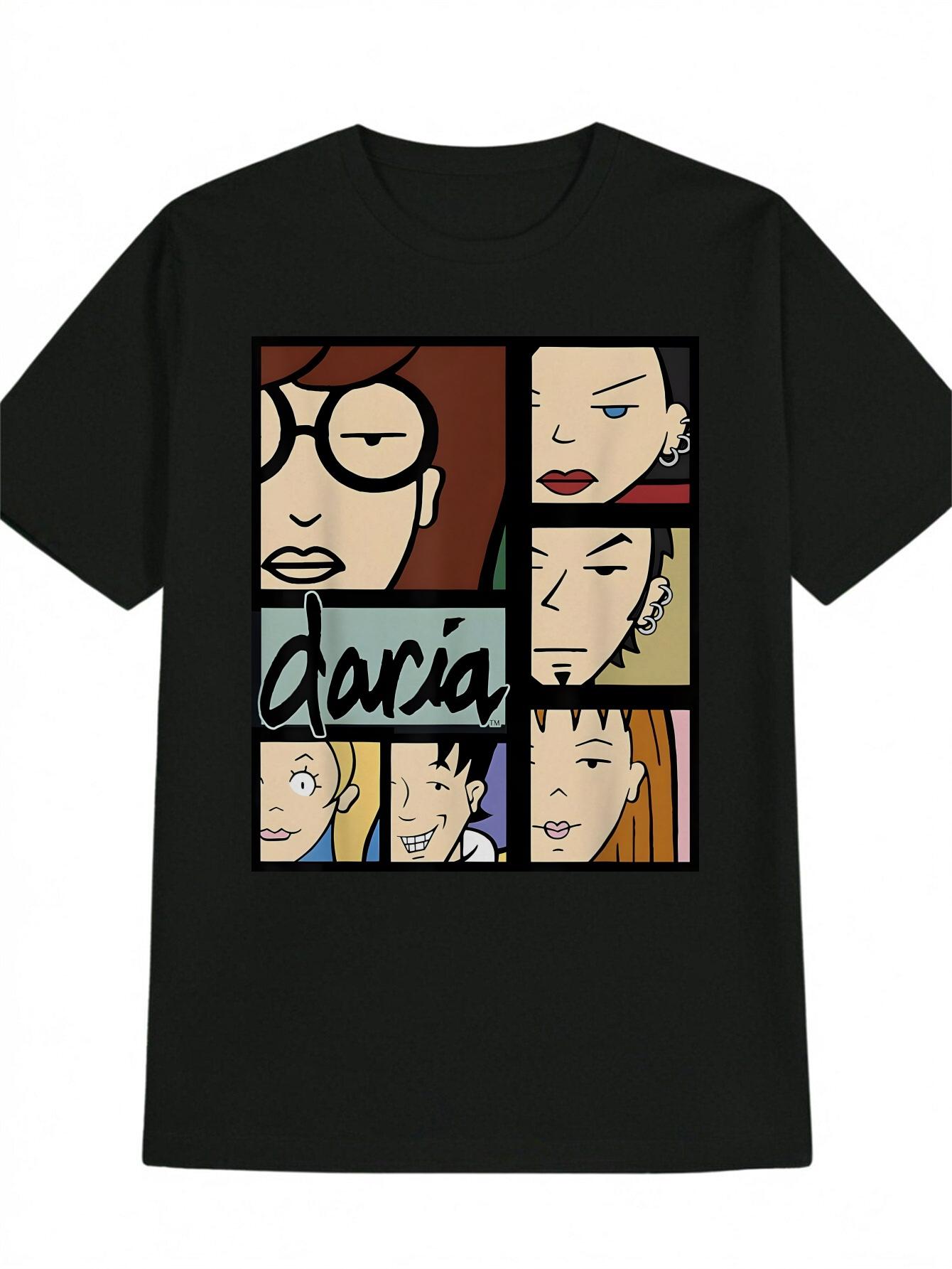 Casual Crew Neck T-shirt with Anime-Inspired Print -  Daria  Design S