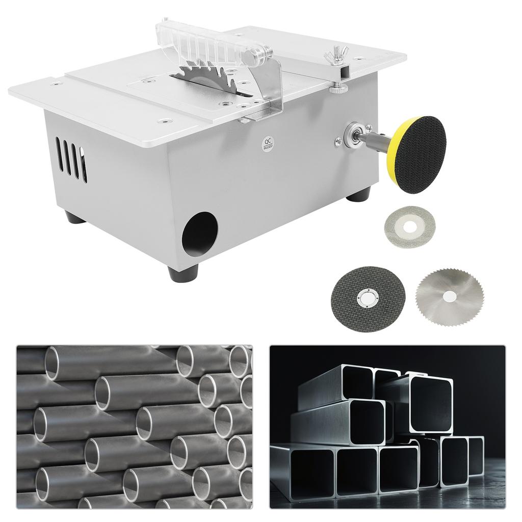 240W Aluminum Alloy Table Saw,Grey Multi-Functional Table Saw Tabletop Lift 0.1-20mm for Modeling,Handicraft Workshop