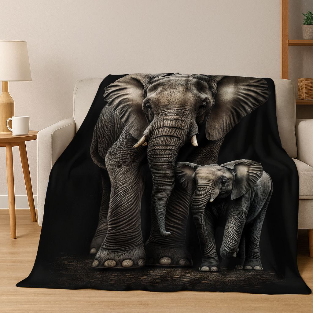 26 Style Wisdom Elephant Cartoon Flannel Blanket,Cozy Soft Throw Blanket for Home Bedroom Bed Sofa Picnic Office Cover Gift Kids