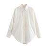 2025 Spring Women's European & American Style Casual Loose Long-Sleeve Cotton Shirt with Turn-Down Collar