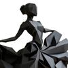 Geometric Faceted Dancer Figurine, 3D Printed Black Ballet Dancer Statue, Modern Ballerina Sculpture for Home Shelf Table Decor