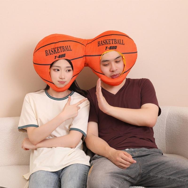 Double Head Basketball Headgear Hat Lovely Photography Props Hat Sport Party and Event Head Accessories for Family Game