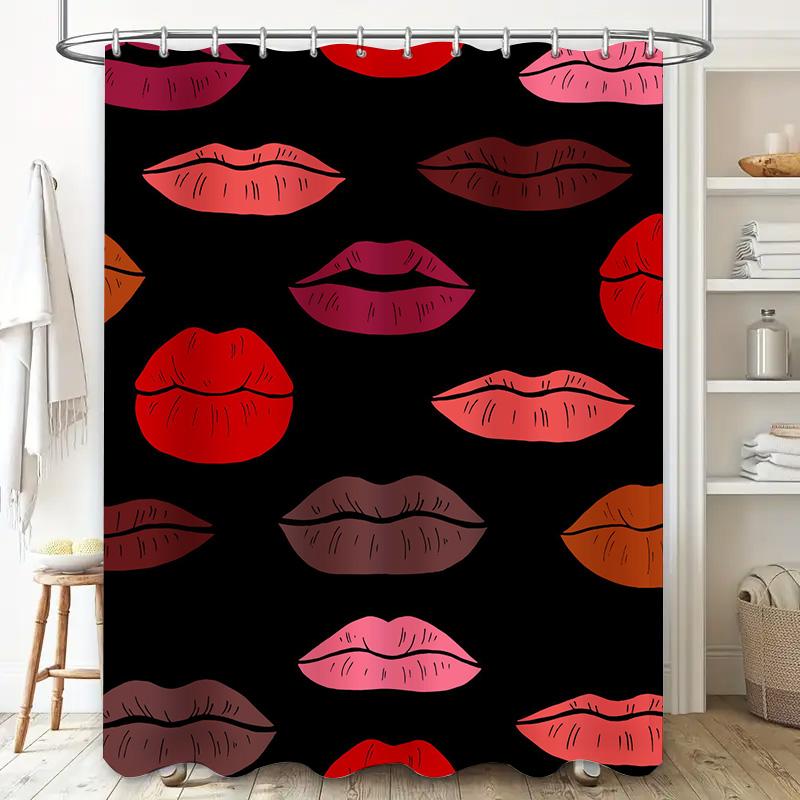 Fashionable Red Lips Pattern Shower Curtain Waterproof Bathroom Decoration Modern Decorative Shower Curtain For Home Bathrooms W