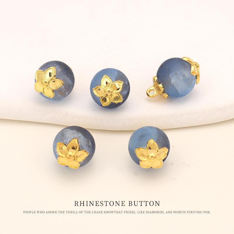 

5pcs Flower Tray Ice Crack Bead Button Chinese Cheongsam Hanfu Button Women S Shirt Cardigan Sweater Decorative Glazed Small Button 10mm blue