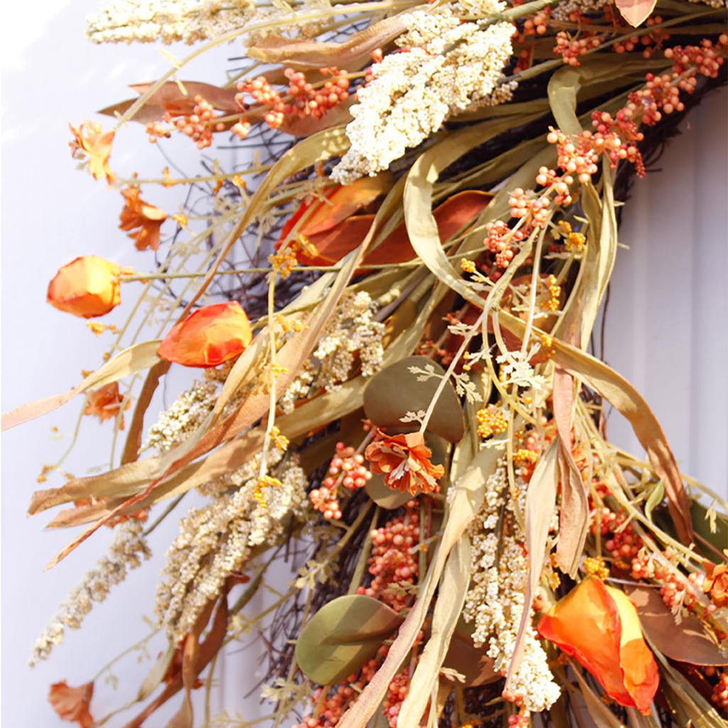 Decorative Wreath Outside Home Front Door Hanging Artificial Garland Thanksgiving Decoration 24in 62cm OD