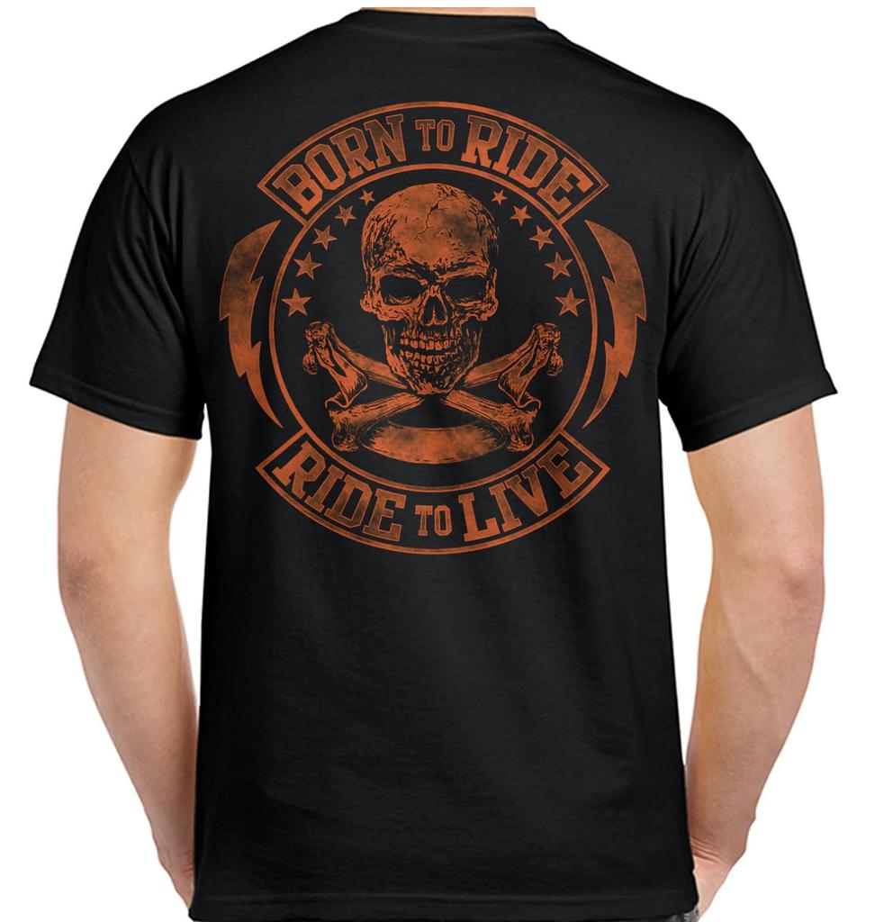 Born To Ride Skull Motorcycle Tattoo Rocker Biker T-Shirt 100% Cotton O-Neck Short Sleeve Summer Casual Mens T-shirt Size S-3XL