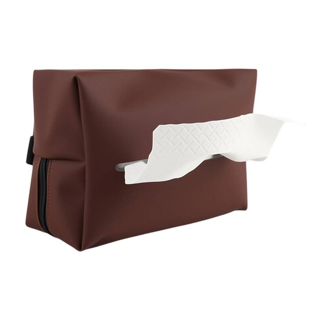 PU Leather Car Tissue Box Holder Seat Back Hanging Use for Car and Office