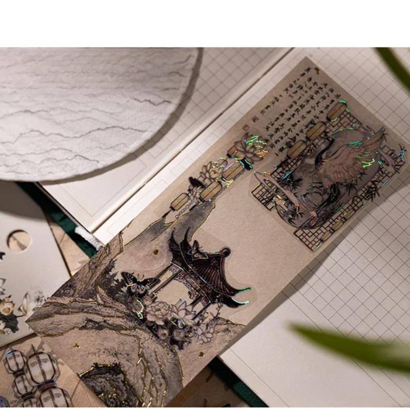 4 Stile Chinesischer Stil Bronzierte Flache Aufkleber Kreativität Dekorative Klebeetiketten Tagebuch Album Scrapbooking Material Bastelbedarf