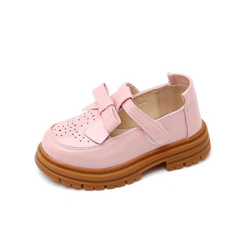 

Черные школьные туфли в британском стиле, блестящие детские кожаные туфли на весну и осень с бантом, универсальные детские повседневные туфли принцессы 27 розовый