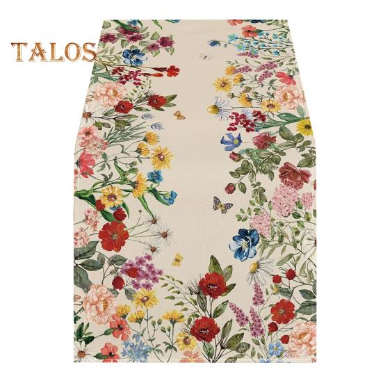 

Дорожка для стола с рождественским цветочным принтом, машинная стирка, украшение для домашней вечеринки, дорожка для стола, защищает стол от жары, царапин, пятен, скатерть One Size E