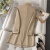 Turn Down Collar Blazers Women Fashion Solid Casual  Breasted Coats  Ladies Long Sleeve Jacket
