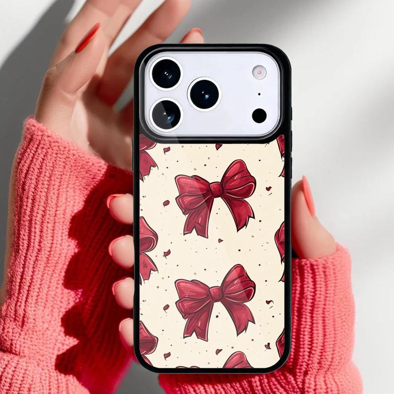 Aesthetic Pink Ribbons Bow Tie Phone Case for iPhone 17 16 15 14 13 Pro Max Back Cover for 12 11 Pro Coque