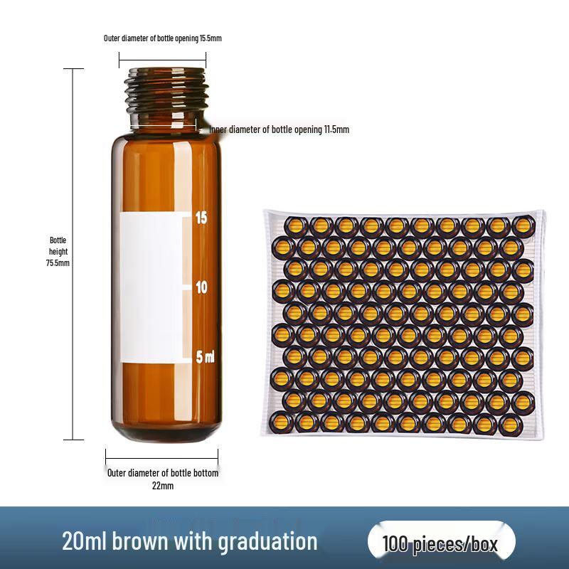 20ml Graduated Brown Glass Sample Vials (100 Pcs)