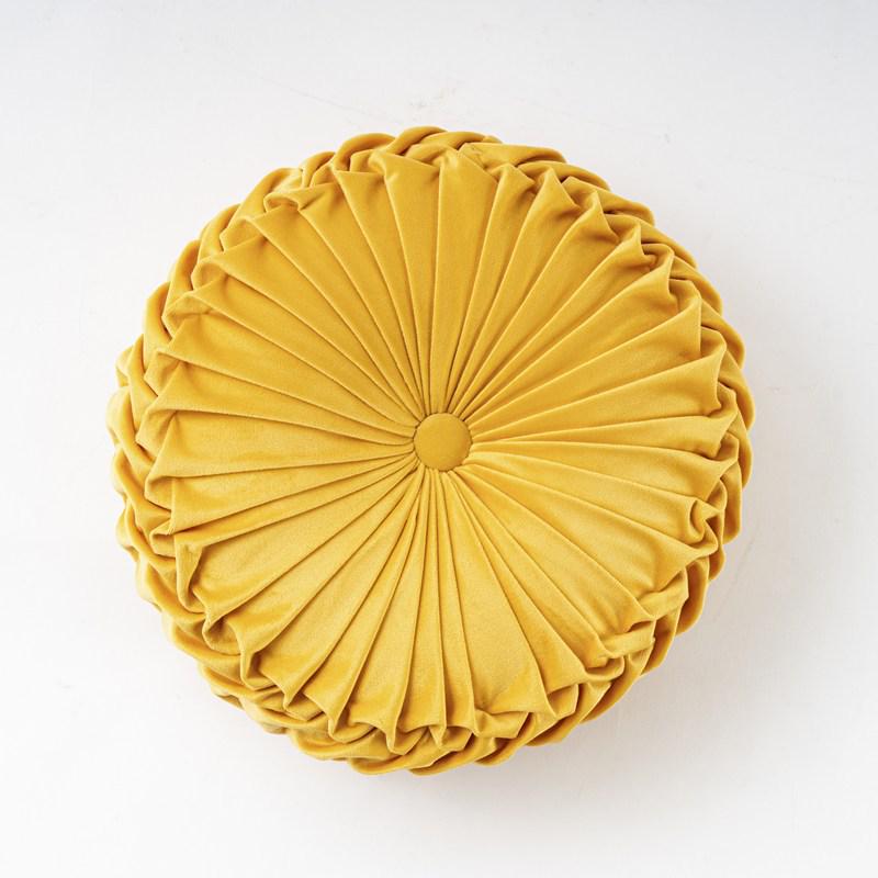 Velvet Pumpkin-Shaped Lumbar Pillow Cushion - Solid Color, Hand-Sewn.