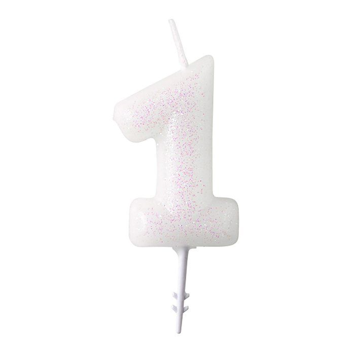 Amscan bougie à gâteau paillettes numéro 8 cire 6,5 cm blanc
