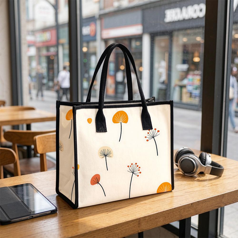 Floral Pattern Tote Bag Casual Canvas Handbag for Daily Shopping Travel
