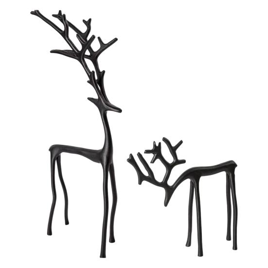 Black Reindeer Christmas Ornament Lightweight Metal Figurine Xmas Decoration Home Table Centerpiece Office Decor