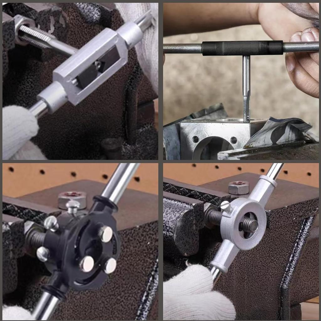Korekaou Tap Die Set Screw Hole Thread Repair Bolt Nut Repair Thread Cutting High Hardness Alloy Steel of (Set 110)