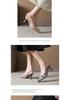 128-8 Summer Pointed Toe Stiletto High Heels: Single Strap, Closed Toe, Versatile for Daily Wear, Slimming Fit.
