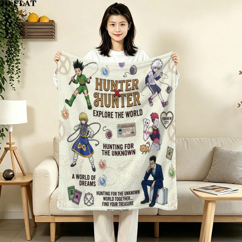 1pz Coperta in Flanella con Fantasia Hunter X Hunter Adatta a Tutte le Stagioni per Arredamento Casa Calore e Comfort Regali Regalo Festivo