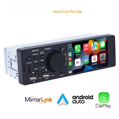 1 Din 4" CarPlay Car Radio, Bluetooth, Android-Auto, MP5 Player, Handfree A2DP, USB TF Aux Stereo, Multimedia Head Unit F7805C