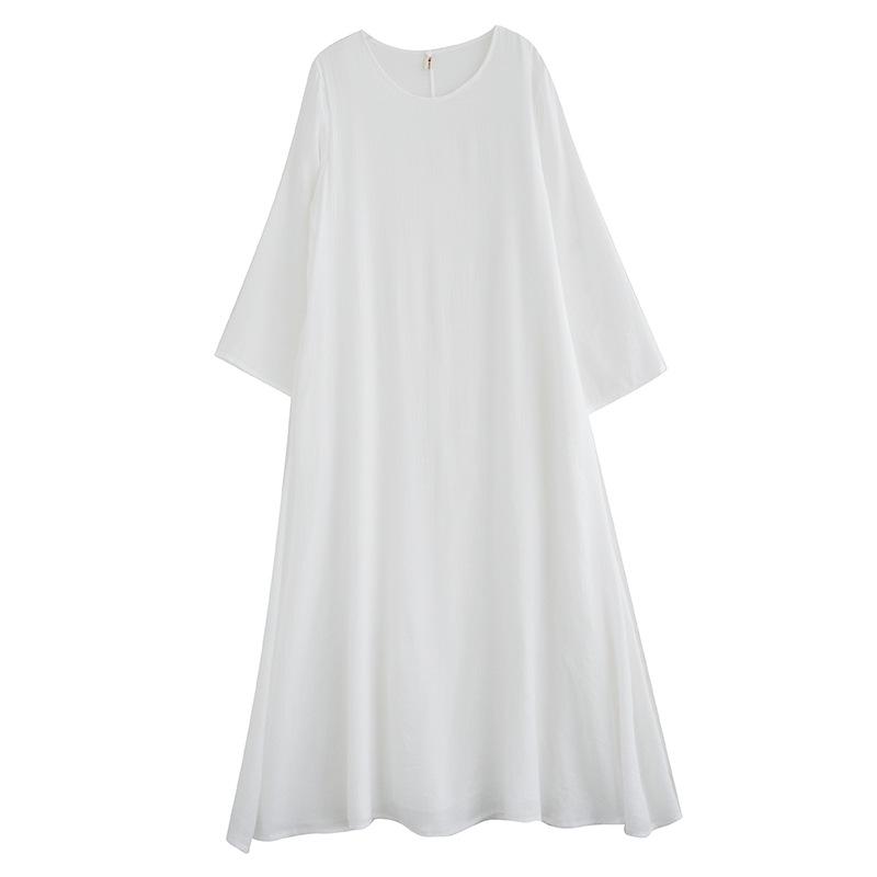 Zen Linen Double Layer Long Dress for Women - Literary Retro Style