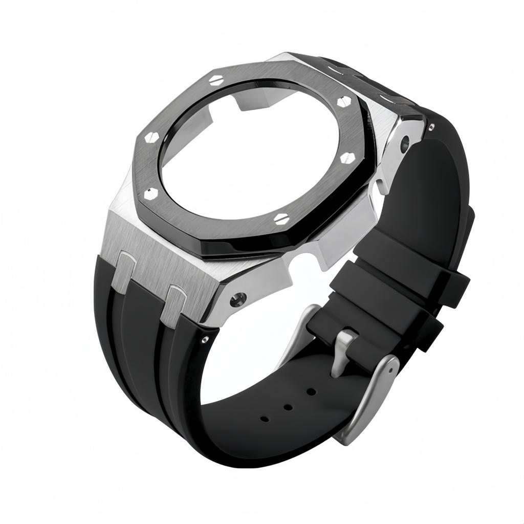 GMA-S2100 Mod-Kit für Casio G-SHOCK GMA S2100 Damen Edelstahl Metallgehäuse Gummi-Uhrenarmband Modifizierte Uhrenarmband-Zubehörteile