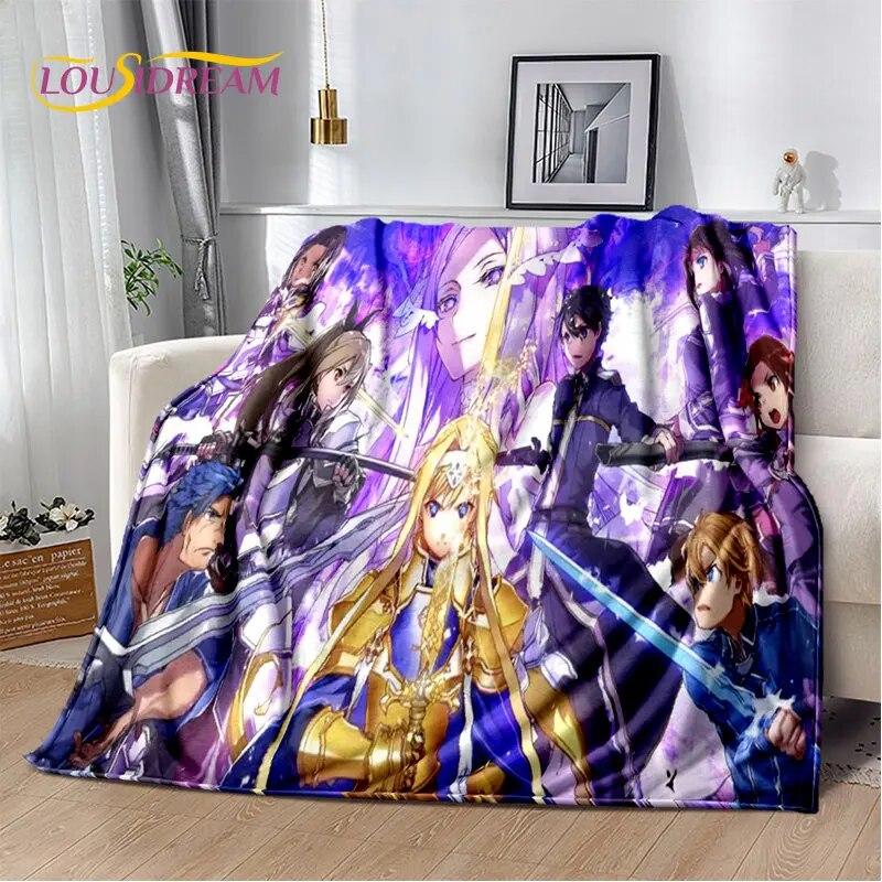 Sword Art Online SAO Anime Cartoon Soft Plush Blanket,Flannel Blanket Throw Blanket for Living Room Bedroom Bed Sofa Picnic Kids