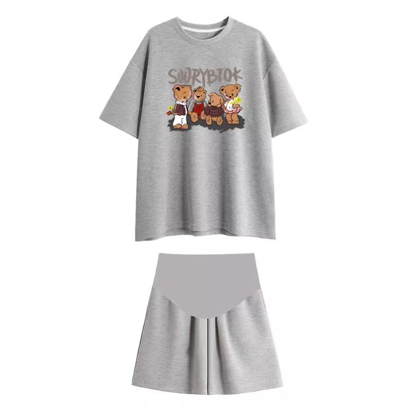 2026 Summer Maternity Set: Stylish Short-Sleeve Top & Shorts XL [65-73 kg]