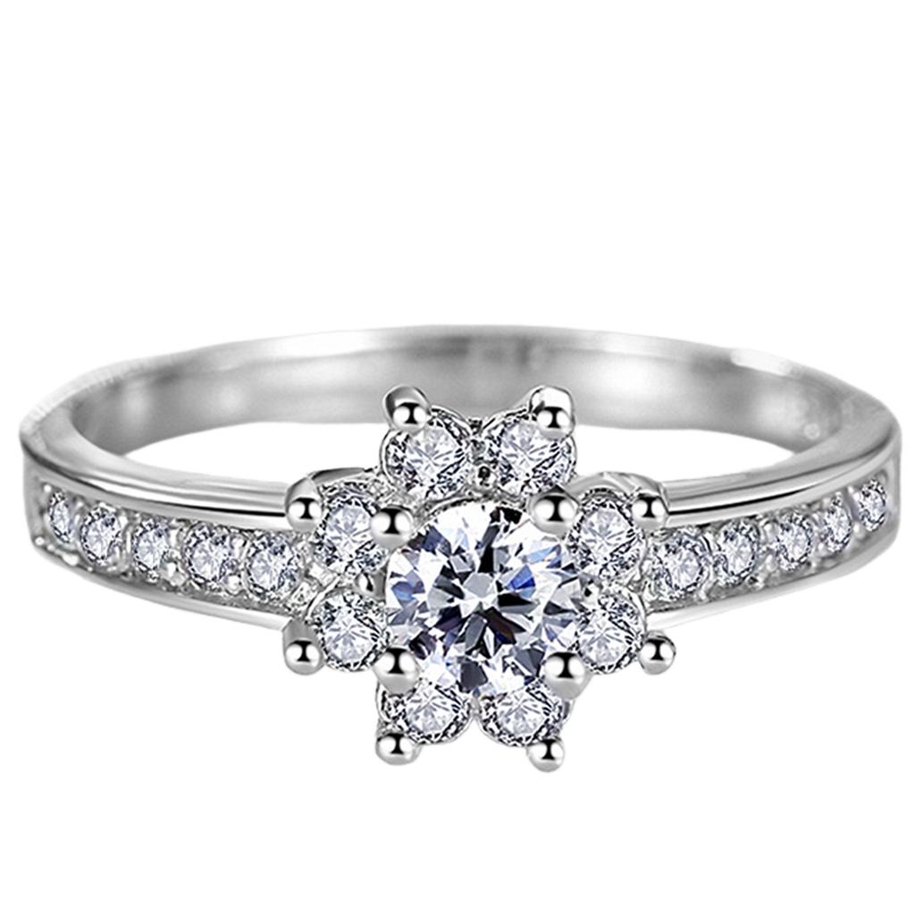 Korean fashion versatile diamond romantic snowflake ring