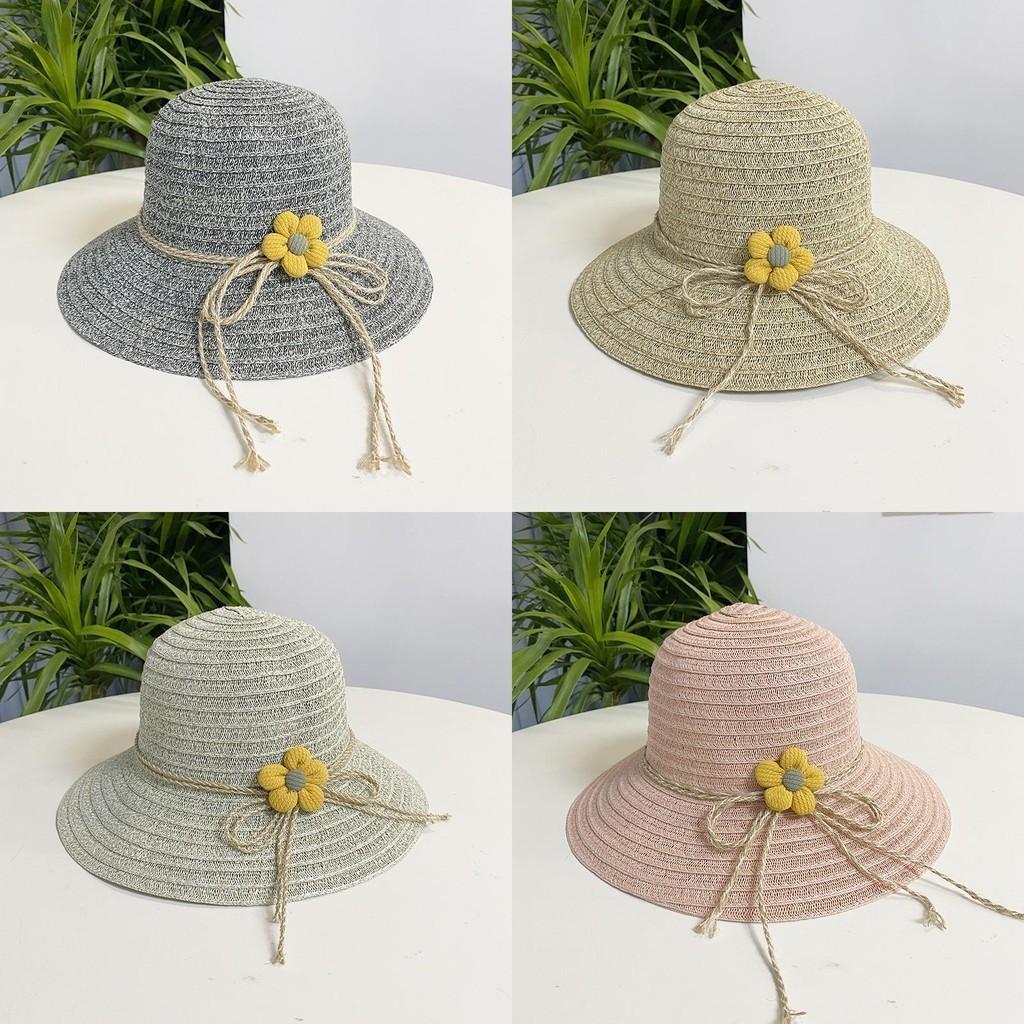 Süßer Blumen-Schleifen-Strohhut Sonnenschutz Strandhut Für Damen Frühling Sommer Herbst