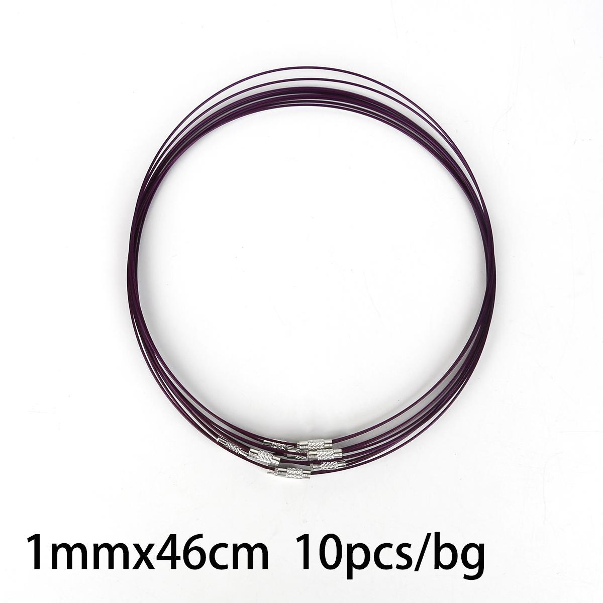 

Смешанные цвета, 10 шт./лот, 46 см, ожерелье из нержавеющей стали, проволочный шнур для DIY, ювелирные изделия, шероховатость 1 мм, женское колье-колье фиолетовый