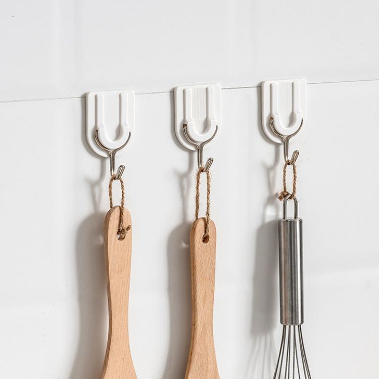 3PCS Self Adhesive Wall Hook Strong Without Drilling Coat Bag Bathroom Door Kitchen Towel Hanger Hooks Home Storage Accessories