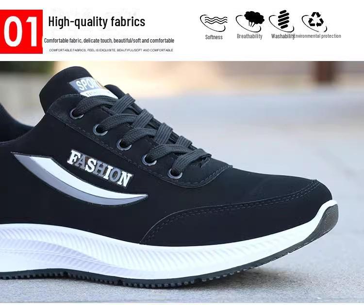 Chaussures de course imperméables en cuir pour homme – Noires, antidérapantes, décontractées, pour personnes d'âge moyen et âgées