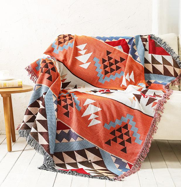 Double Side Boho Plaid Decorative Blankets For Bed Sofa Cover Camping Picnic Blanket Mat Tapestry Chair Couch Slipcover Blanket
