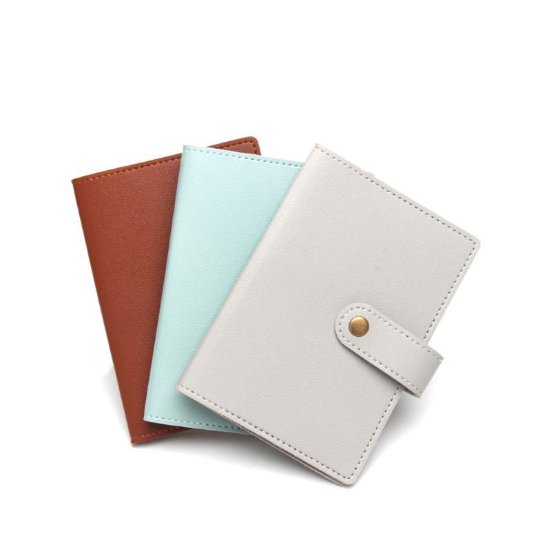 Bronze Button Passport with Luggage Tag Set  Multi-color Buckle  Extra-thick Leather Passport and Luggage Tag Card Holder