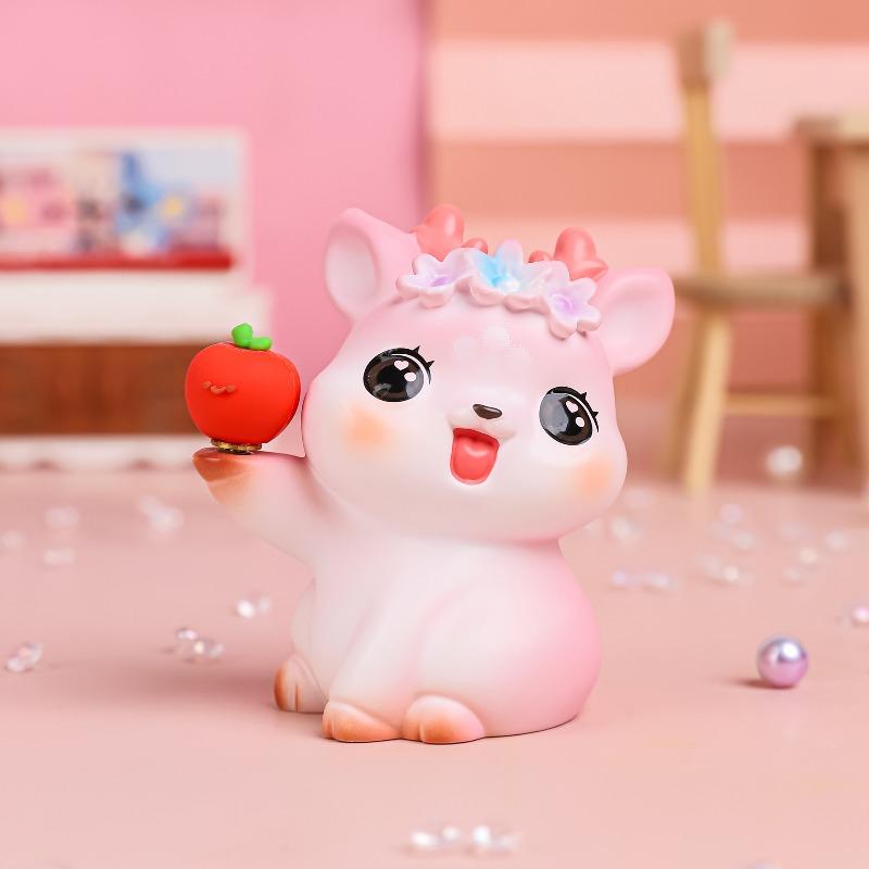 

Орнаменты для автомобиля с мультяшным оленем с цветочным узором, Милые украшения с оленями, Украшение центральной консоли, Настольные украшения, Милые подарки Model D