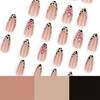 Press on Nail Short Almond Acrylic Autumn Winter Leopard Floral Designs Nail Stick on Nail For Fashion Women And Parties