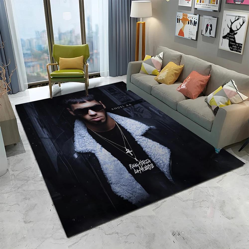 Free Anuel AA Rapper Hip Hop Singer Carpet Rug for Home Living Room Bedroom Sofa Doormat Decor,kids Area Rug Non-slip Floor Mat