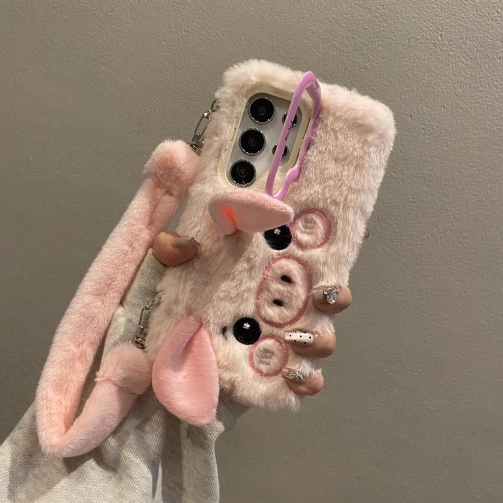 Samsung S24U Plush Shell Suitable for S23 Lanyard Portable Pig Plush Hand Warmer Lens Holder Samsung A35/A54