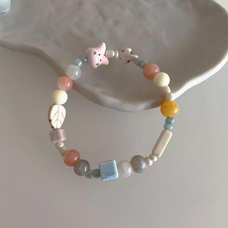Dopamine Pink Elephant Ceramic Beaded Bracelet for Women: Unique, Sweet, and Versatile Design, Perfect for Students and Girlfriends.