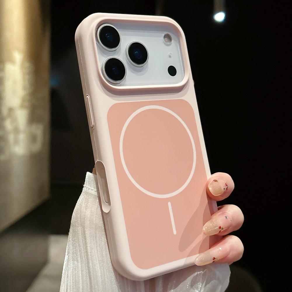 Liquid Silicone Smart Touch Button For Magsafe Case For iPhone 13 14 15 Plus 16 17 Pro Max Air Fluorescent Contrast Color Cover