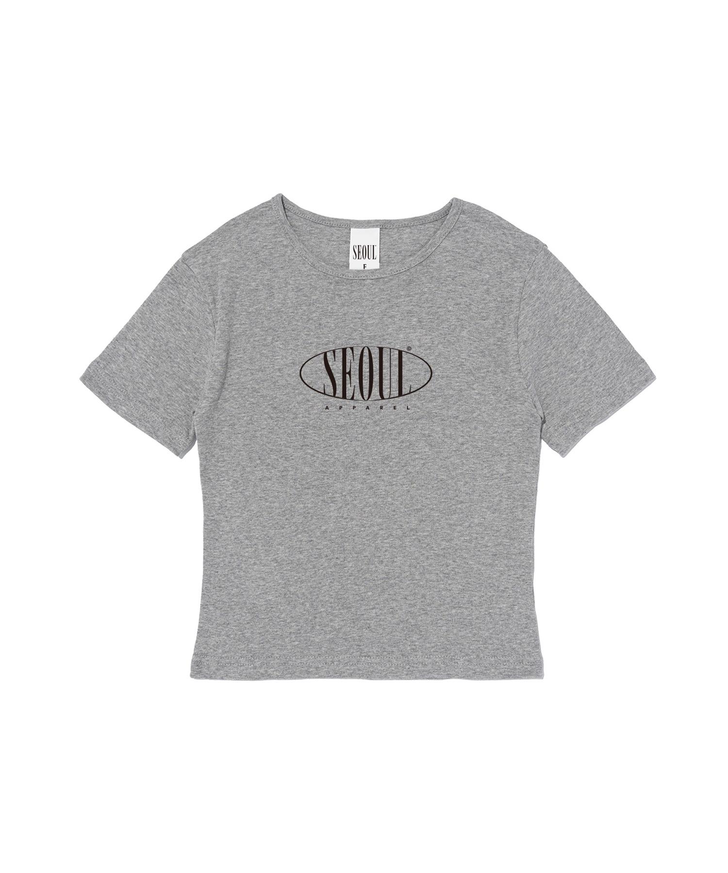 Seoul Apparel Circle Logo Crop Short Sleeve T-Shirt (Gray) Free