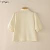 ZANZEA Women Turn Down Collar Casual Floral Print Short Sleeve Blouse