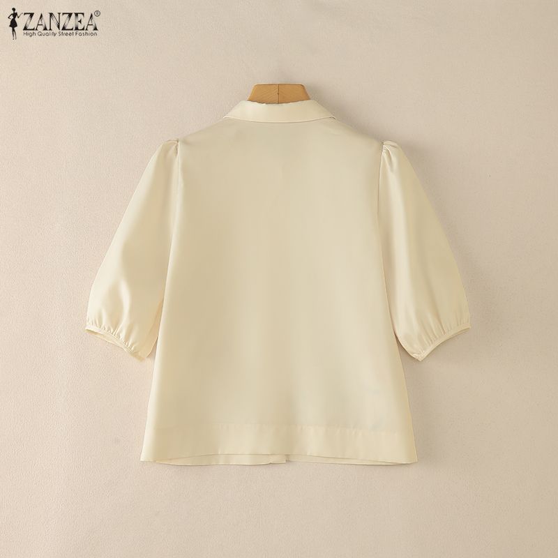 ZANZEA Women Turn Down Collar Casual Floral Print Short Sleeve Blouse