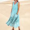 Women's Casual Comfortable Floral Print Sleeveless Cotton Pocket Dress