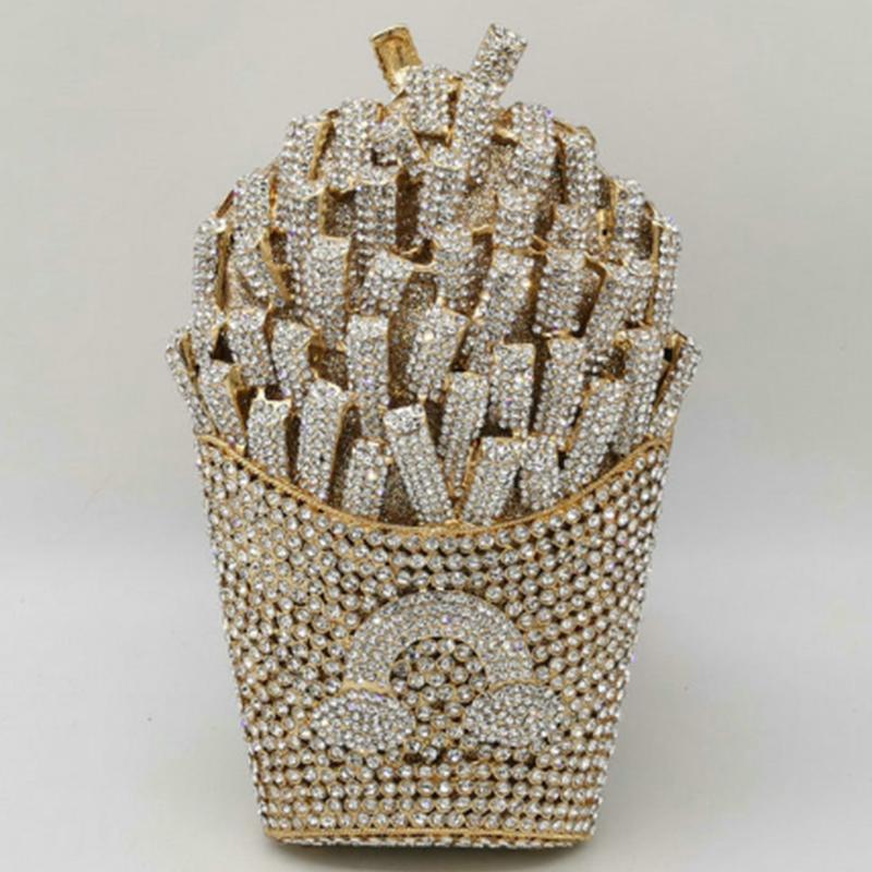 

WHTUOHENG Rhinestone Clutch Bag Popcorn Design Hard Box Minaudiere Crystal Handbag For Wedding Party Dinner Glitter Clutch Purse 20cmX13cmX6cm